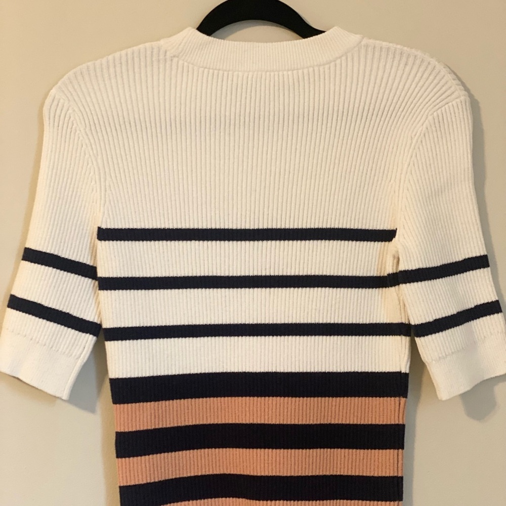 Frame Short Sleeve Ribbed Sweater Size Medium - Picture 3 of 10